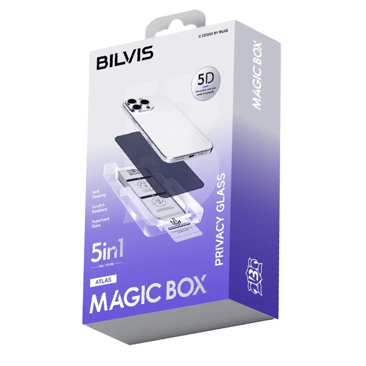 Apple iPhone 15 Pro Bilvis 5in1 5D Magic Hayalet Cam Ekran Koruyucu - Siyah