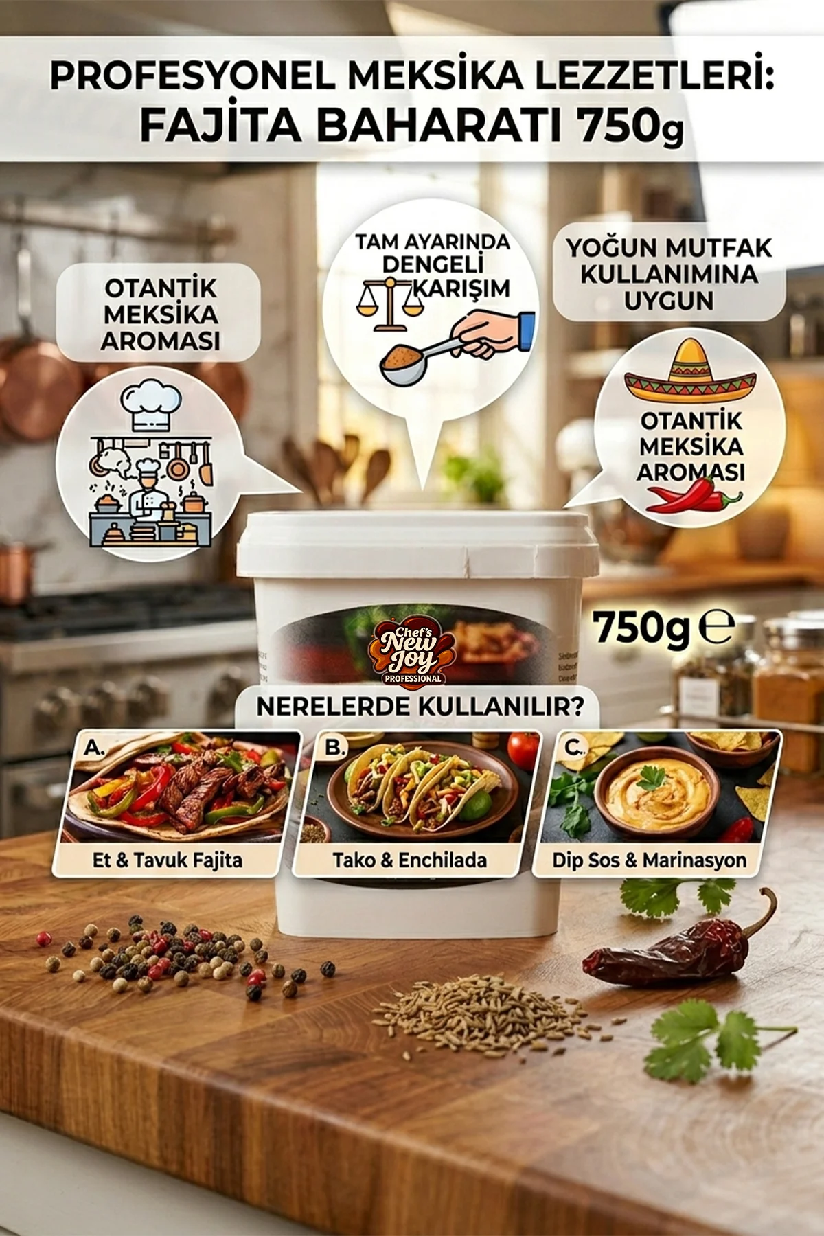 Fajita Baharatı 750 gr görsel 3
