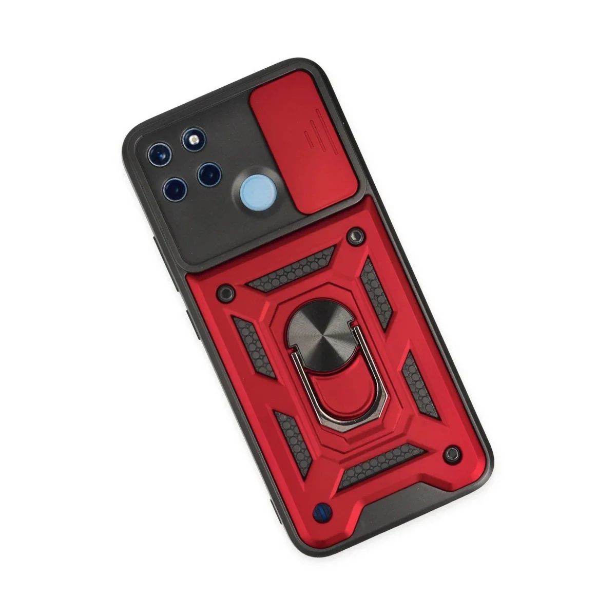 Realme C25Y Kılıf Pars Lens Yüzüklü Silikon - Kırmızı görsel 3