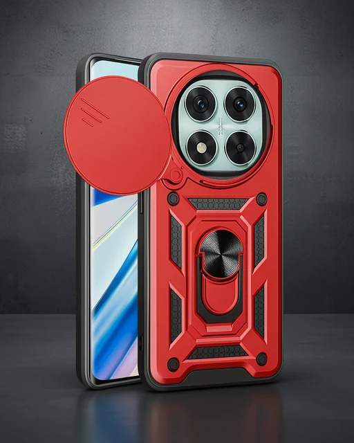 Xiaomi Redmi Note 14 Pro 5g Kılıf Pars Lens Yüzüklü Silikon - Kırmızı