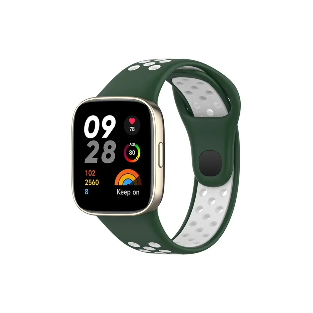 Xiaomi Redmi Watch 3 Spor Delikli Kordon - Haki Yeşil-Beyaz