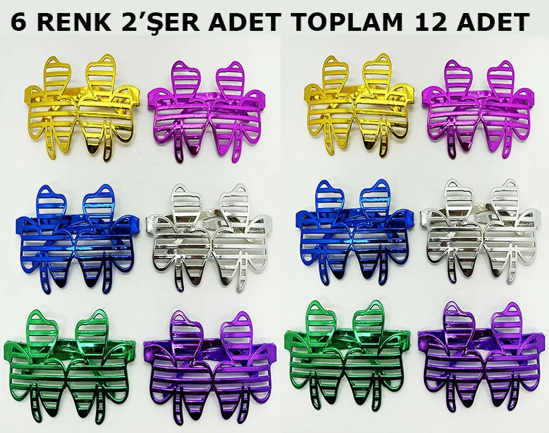 Kupa Sinek Temalı Parti Gözlüğü 6 Renk 12 Adet