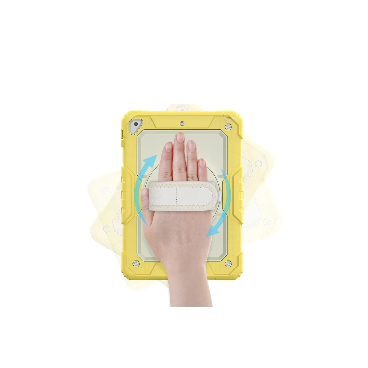 Apple iPad 5 Air 9.7 Kılıf Strap New Tablet Kapak - Sarı görsel 3