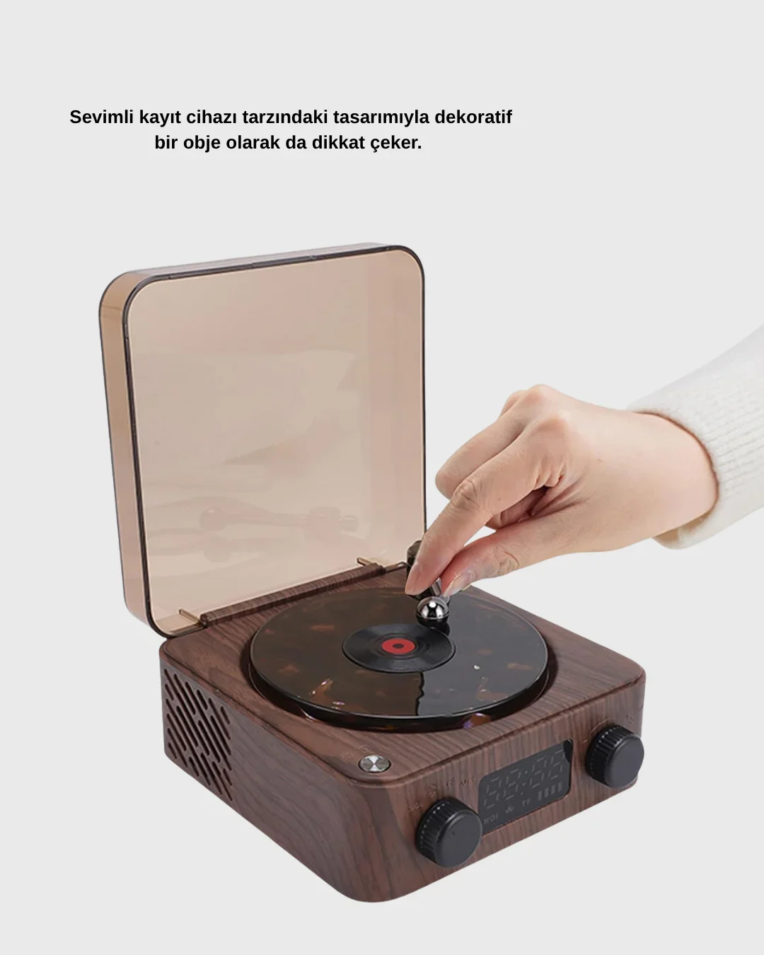 Dekoratif Gece Işığı Bluetooth Hoparlör Dijital Saat Çok Yönlü Sesli Aydınlatma görsel 2