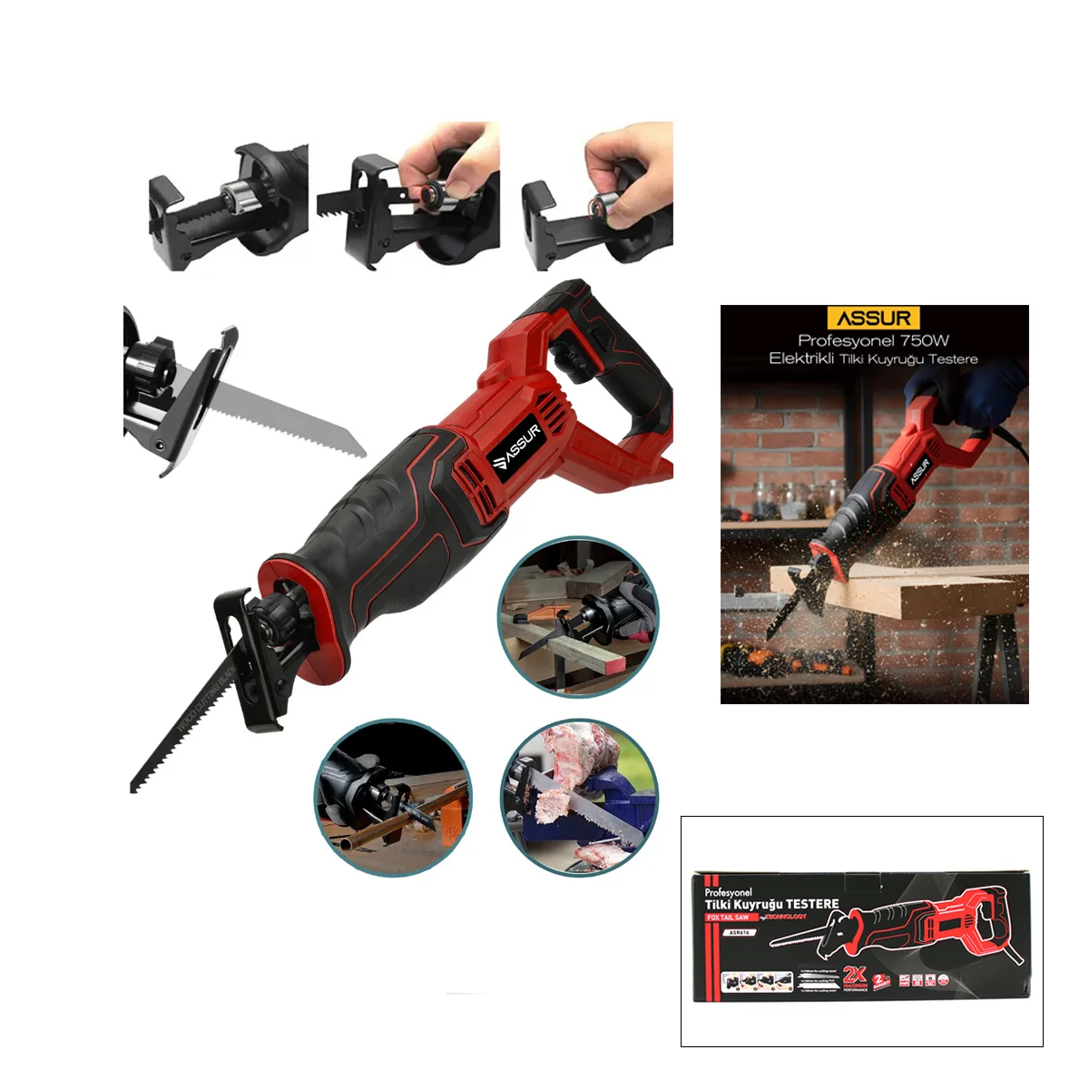 ASR-616 Elektrikli Testere 230V 0-2800 RPM Kırmızı görsel 2