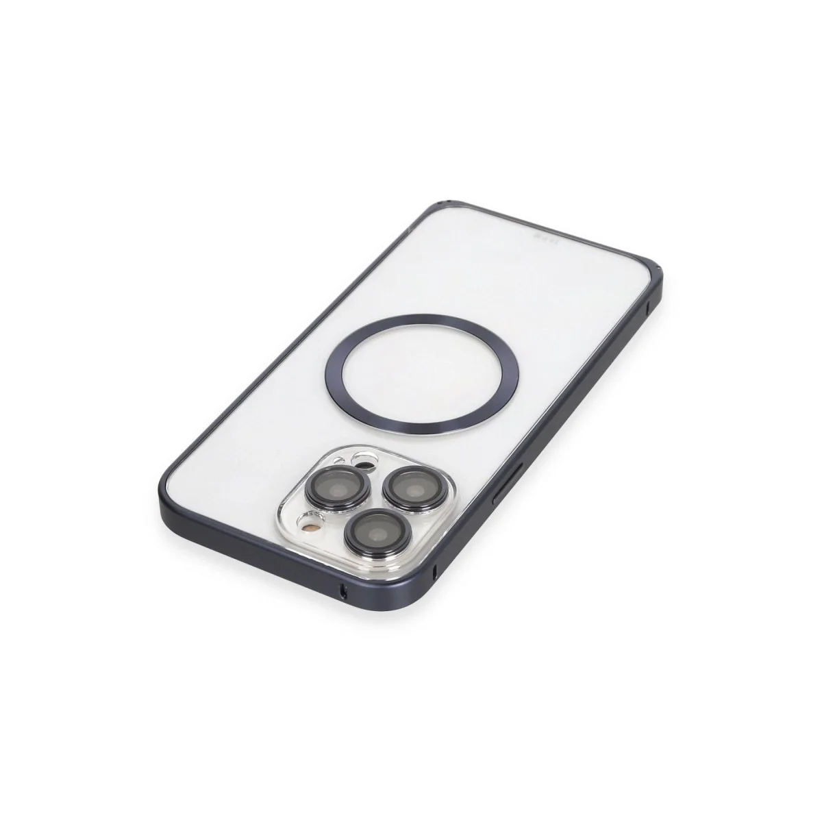 Joko Apple İphone 15 Pro Max Kılıf Metal Bumper Magneticsafe Kapak - Lacivert görsel 4