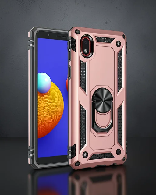 Samsung Galaxy A01 Core Kılıf Sofya Yüzüklü Silikon Kapak - Rose
