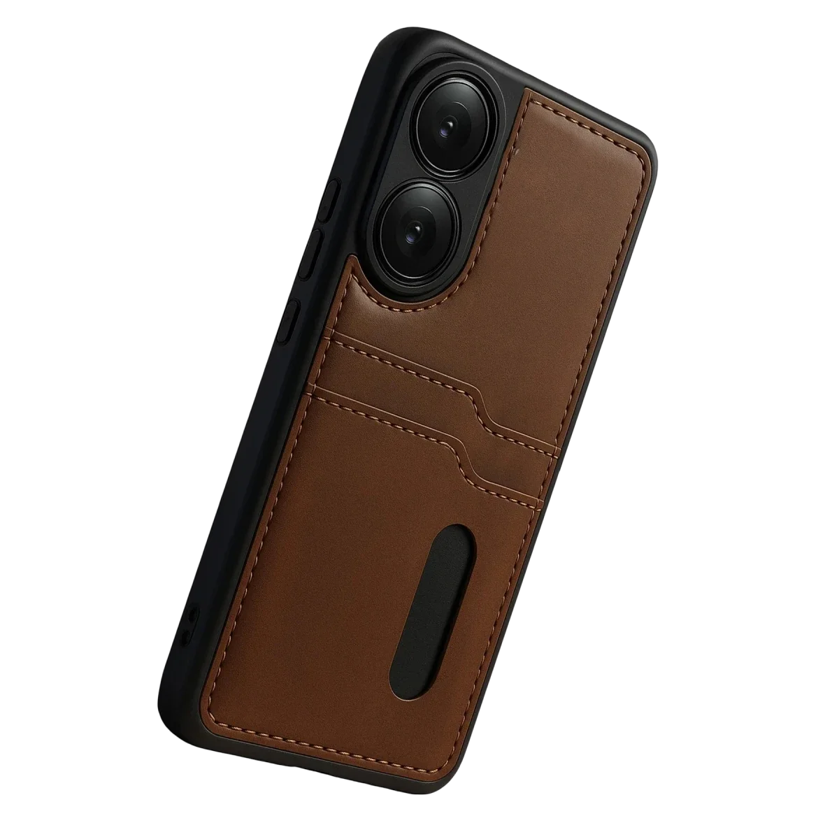Oppo A38 Sara Kartvizitli Deri Kılıf - Taba görsel 4