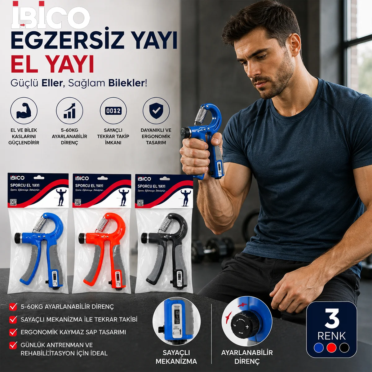 Ayarlı ve Sayaçlı El Egzersiz Yayı görsel 3