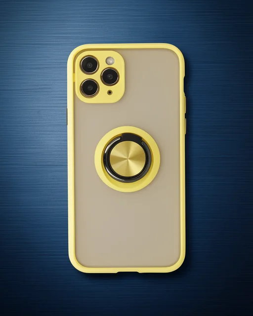 Apple İphone 11 Pro Max Kılıf Montreal Yüzüklü Silikon Kapak - Sarı