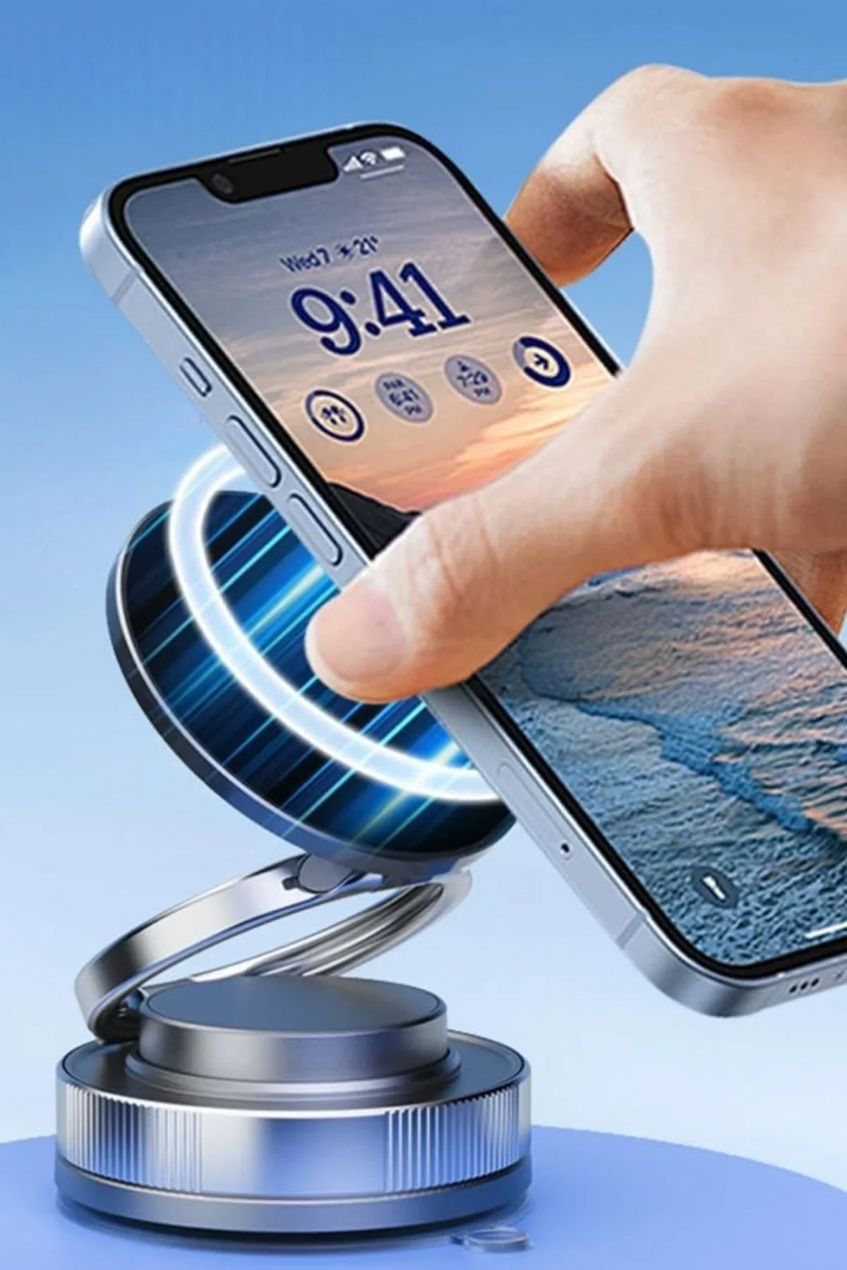Vakumlu Manyetik Telefon Tutucu – Güçlü Vakum 360° Döner Araç İçi Telefon Standı, Ultra Sabit Manyetik Destekli Mobil Cihaz Aparatı görsel 7