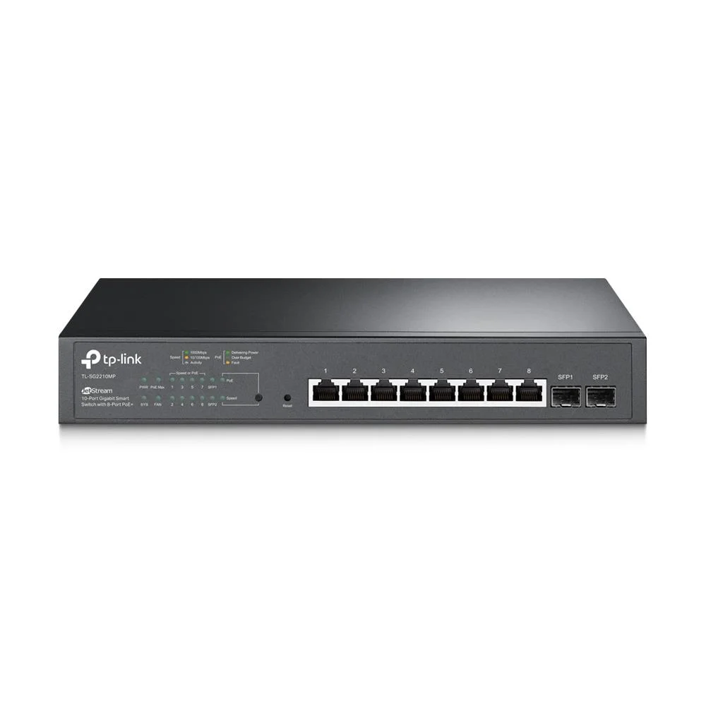 Omada TL-SG2210MP 8 Port Gıgabıt+ 2XGIGABIT Sfp Uplınk Yönetilebilir 150W Poe Rackmount Swıtch
