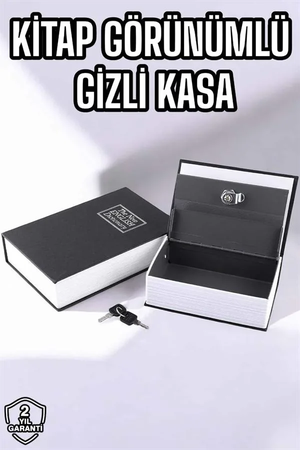 Büyük Boy Anahtarlı Kitap Görünümlü Gizli Kasa Çelik Kasa Altın Kasası görsel 2