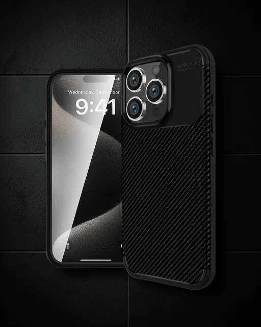 Apple İphone 16 Pro Max Kılıf Auto Focus Karbon Kapak - Siyah