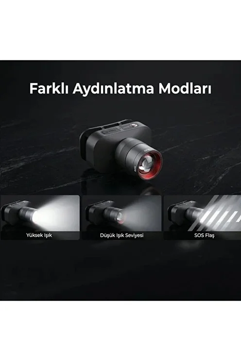 BXT1FL 10W Şarj Edilebilir Kafa Feneri 750 Lümen 2500mAh 4 Işık Modlu Zoom Özellikli LED Kafa görsel 5