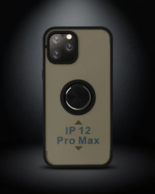 Apple İphone 12 Pro Max Kılıf Montreal Yüzüklü Silikon Kapak - Siyah