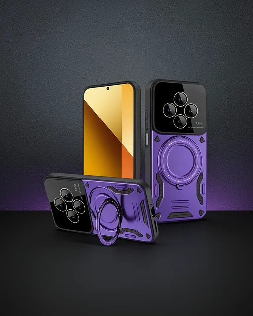 Xiaomi Redmi 14c Kılıf Joy Lens Standlı Kapak - Mor