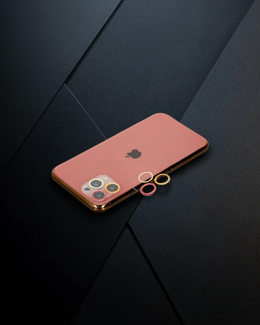 Apple İphone 11 Pro Max Renkli Kamera Lens Koruma Cam - Turuncu-kırmızı