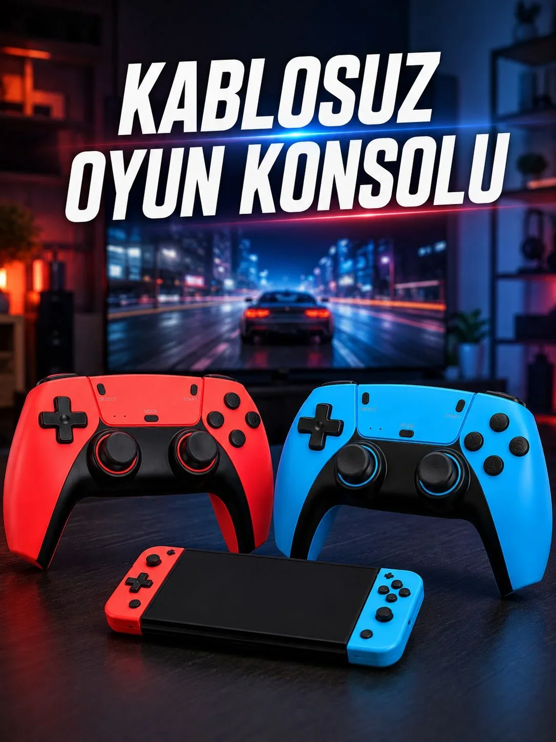 Kablosuz Oyun Konsolu HD Çıkışlı Çift Kontrolcülü Retro Oyun Seti