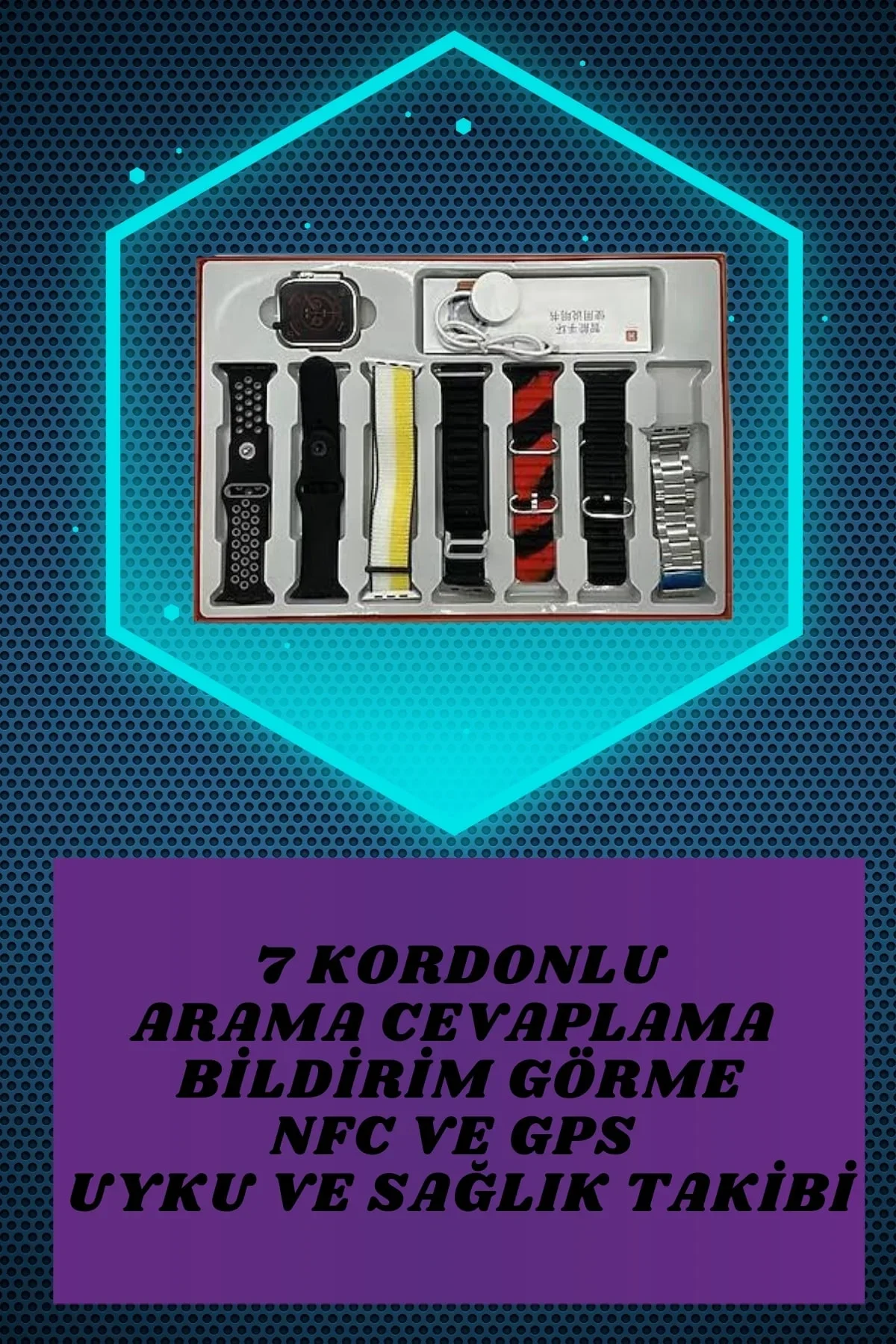 7 Kordonlu Akıllı Saat Ve 3.Nesil Kulaklık Dokunmatik Ekran Sesli Görüşme Yapabilen görsel 3