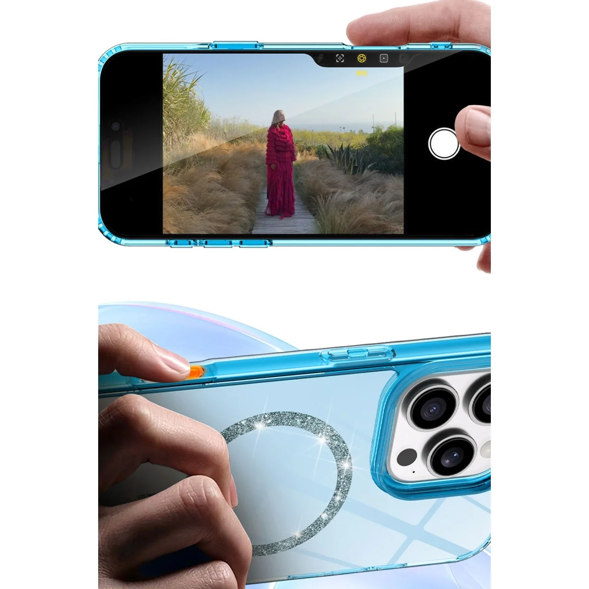 Apple İphone 12 Live Diamond Magsafe Kapak - Mavi görsel 3