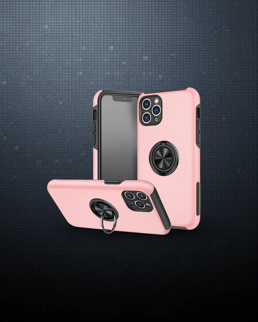 Apple İphone 11 Pro Max Kılıf Elit Yüzüklü Kapak - Pembe