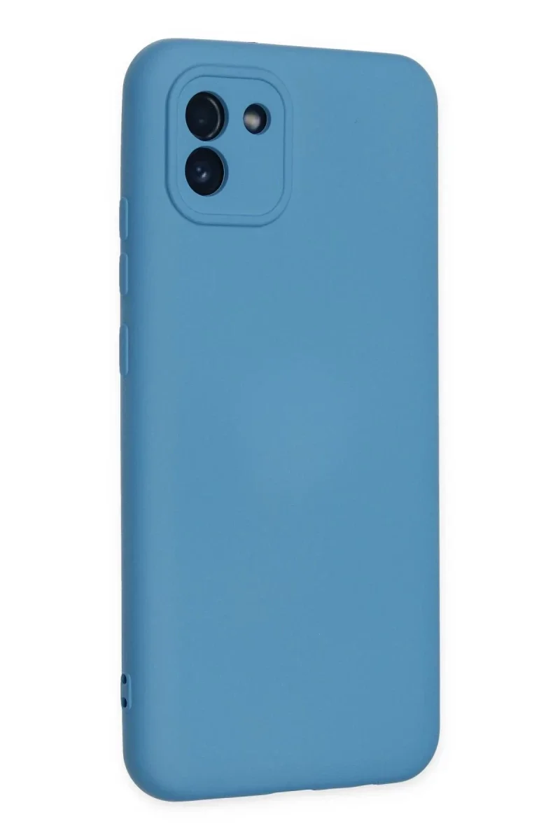 Samsung Galaxy A03 Kılıf Nano içi Kadife Silikon - Mavi görsel 3