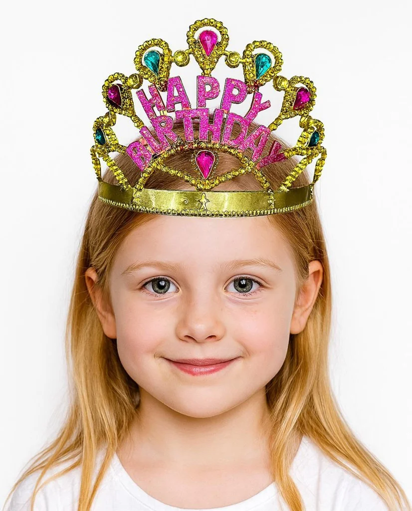 Altın Renk Happy Birthday Yazılı Doğum Günü Tacı 60 cm görsel 2