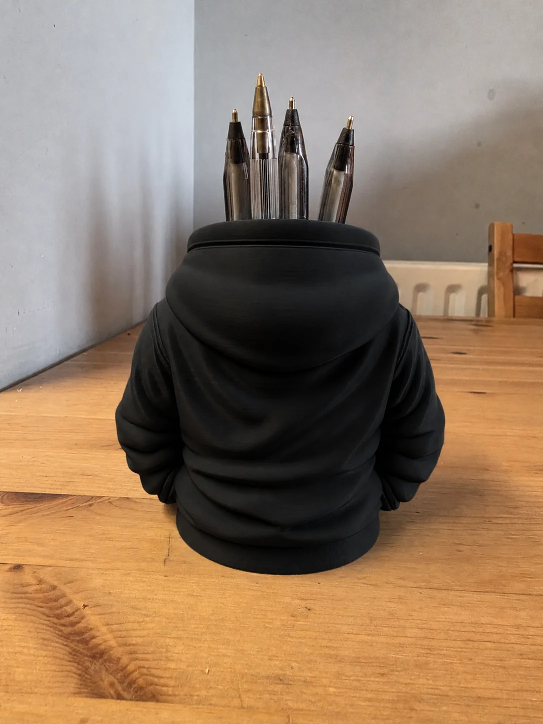 3D Baskı Kapüşonlu Sweatshirt Kalemlik - Masaüstü Organizer-Siyah görsel 2