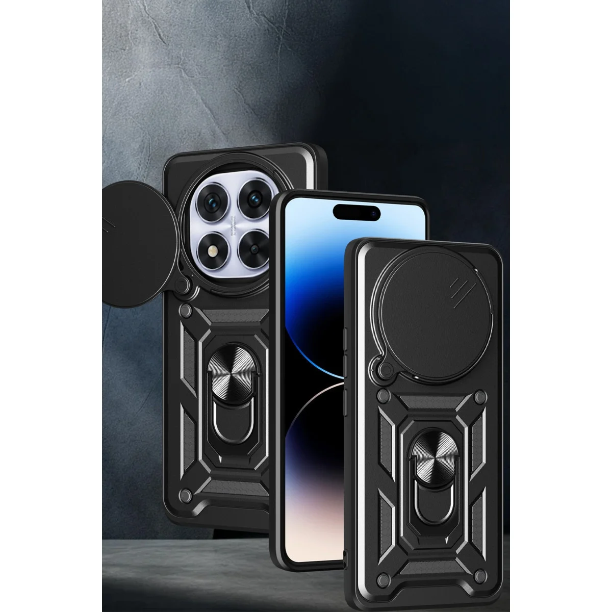 Xiao Red Note 14 Pro Plus Kılıf Pars Lens Yüzüklü Silikon - Lacivert görsel 2