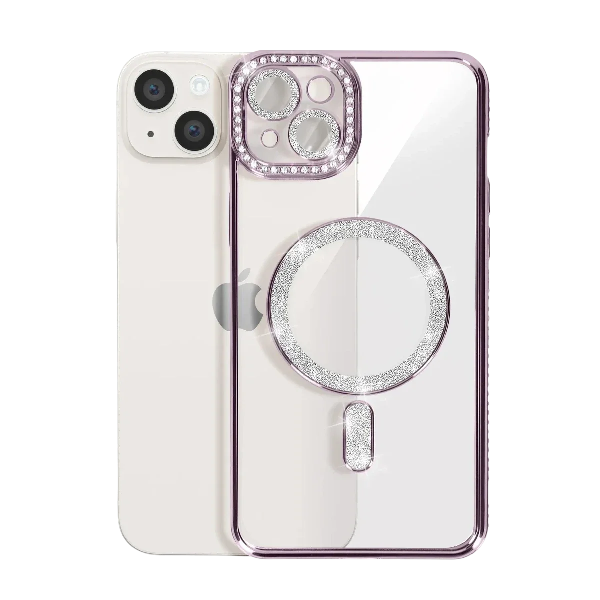 Apple iPhone 15 Kılıf Joke Simli Magneticsafe Kılıf - Derin Mor görsel 3