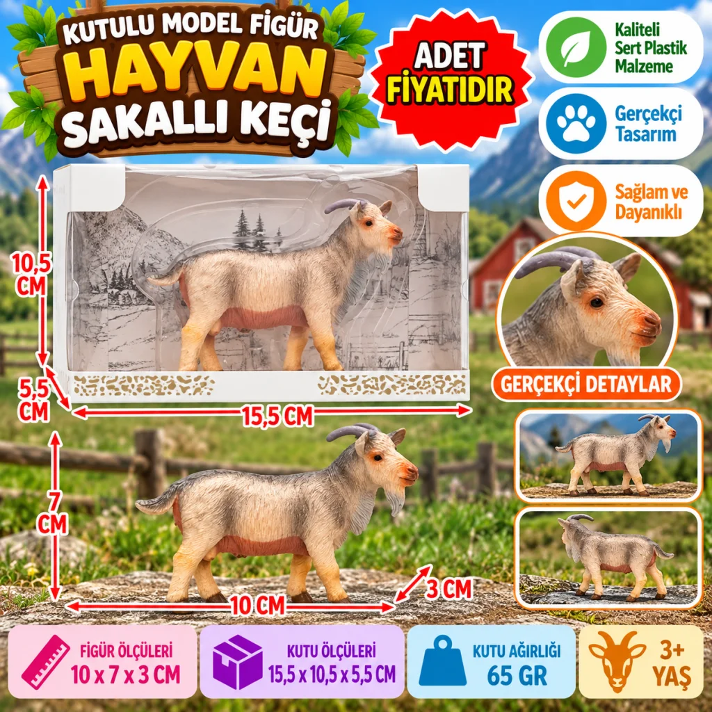 Kutulu Model Figür Hayvan Sakallı Keçi 7 cm (adet fiyatıdır)