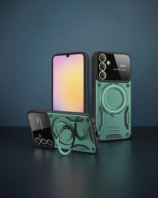 Samsung Galaxy A05s Kılıf Joy Lens Standlı Kapak - Koyu Yeşil