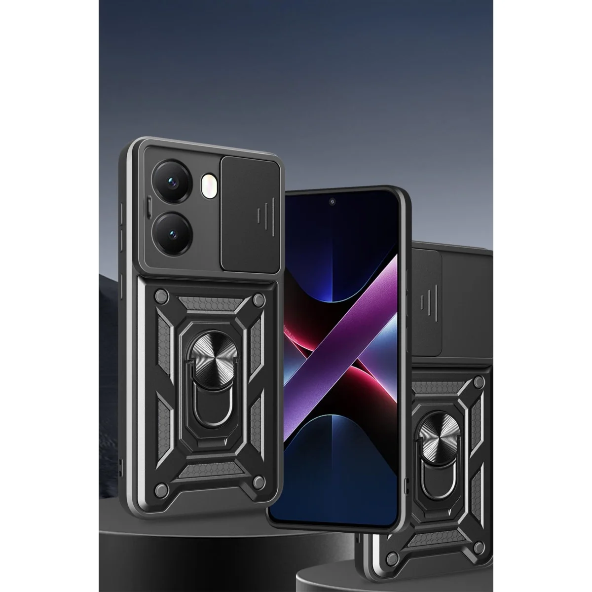 Xiao Poco X7 Pro Kılıf Pars Lens Yüzüklü Silikon - Kırmızı görsel 2