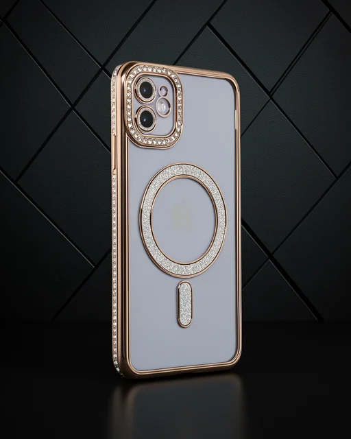 Apple İphone 11 Kılıf Joke Simli Magneticsafe Kılıf - Gold