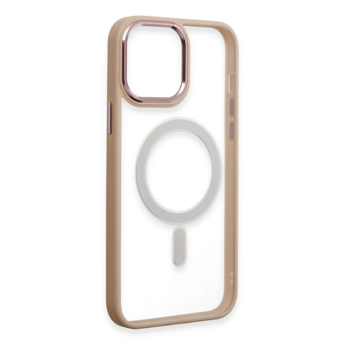 Apple İphone 15 Pro Max Kılıf Room Magneticsafe Silikon - Pudra görsel 4