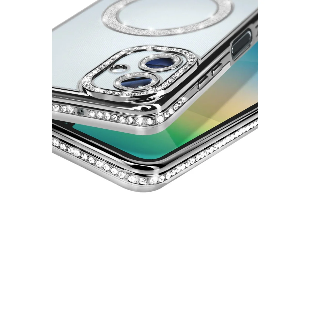 Samsung Galaxy A06 Joke Simli Magneticsafe Kılıf - Gümüş görsel 3