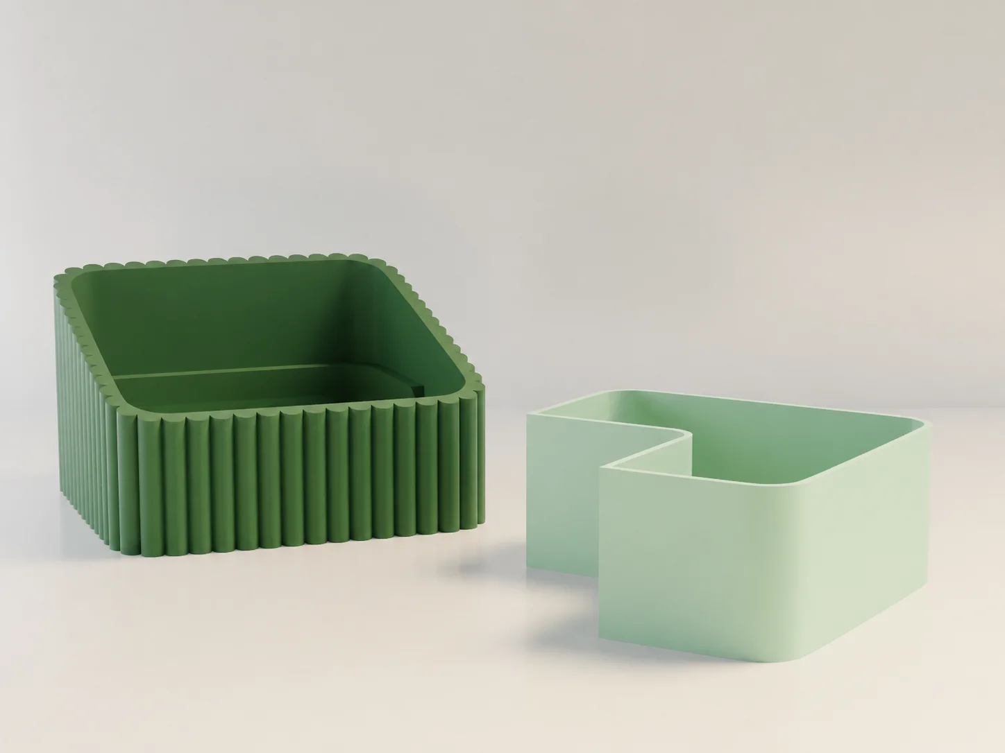 3D Baskı Fıstık Kasesi - Çift Hazneli Kabuk Ayırıcı Sunum Kasesi - Yeşil Mint görsel 2