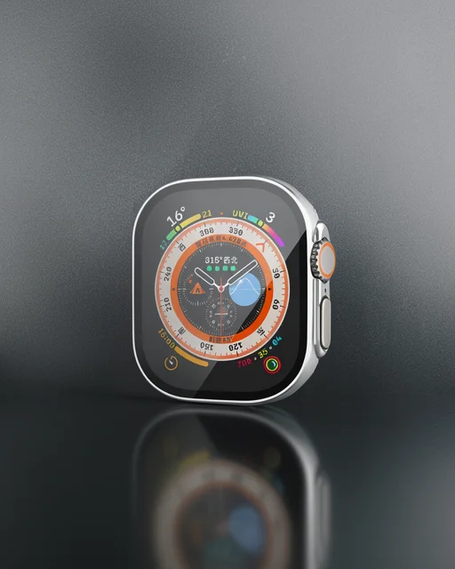 Apple Watch Ultra 49mm Legend Camlı Kasa Ekran Koruyucu - Gümüş