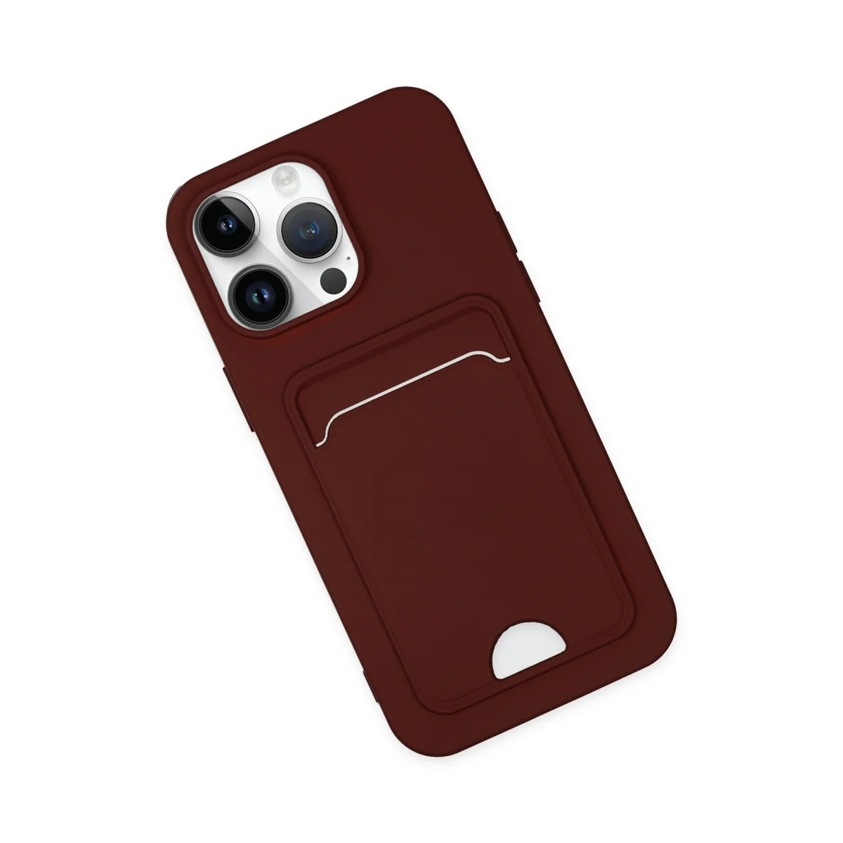 Apple İphone 14 Pro Kılıf Kelvin Kartvizitli Silikon - Bordo görsel 2