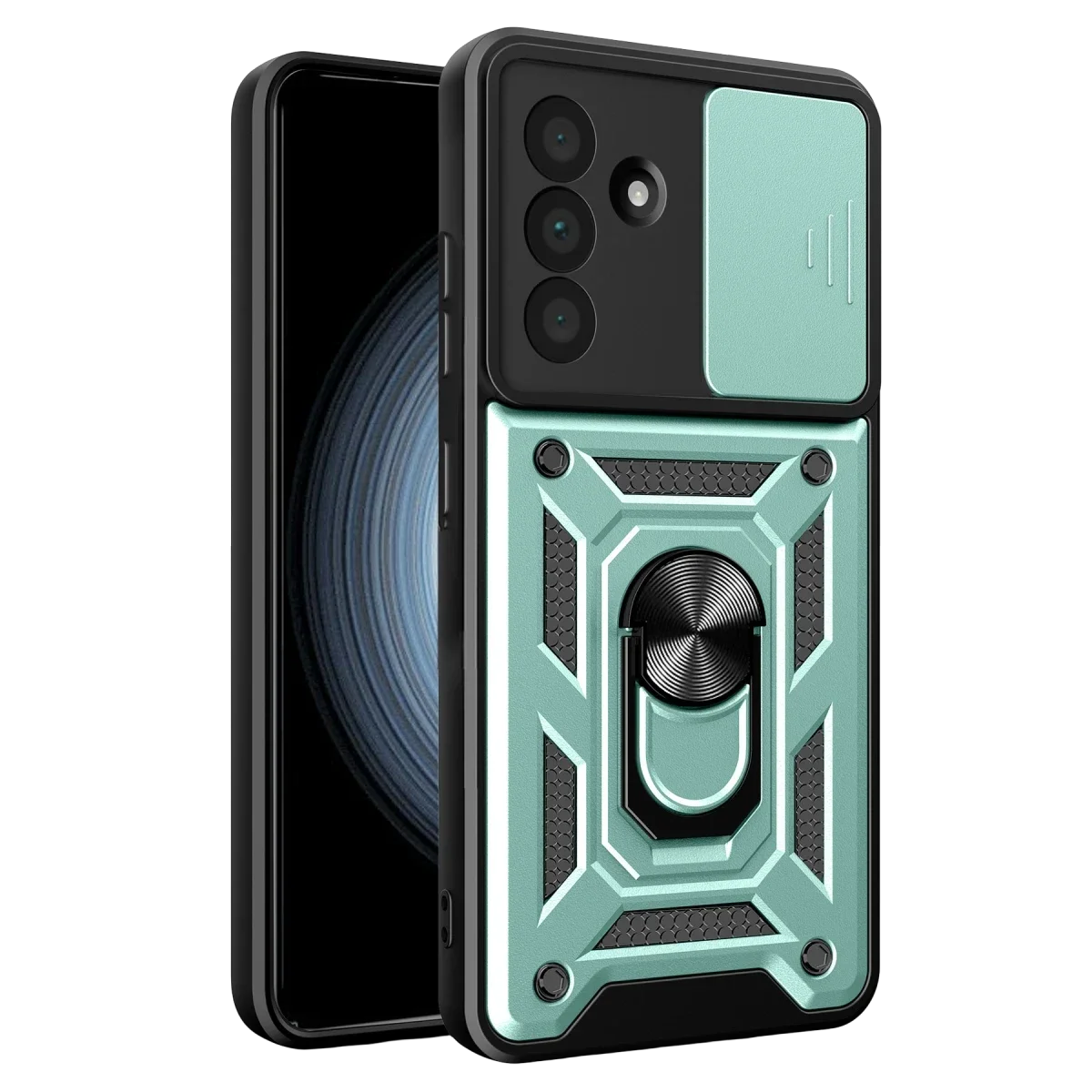 Samsung Galaxy A37 5G Pars Lens Yüzüklü Silikon - Yeşil