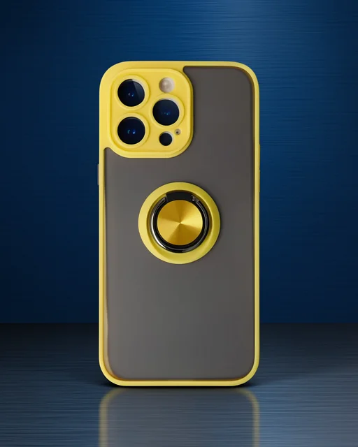 Apple İphone 14 Pro Kılıf Montreal Yüzüklü Silikon Kapak - Sarı