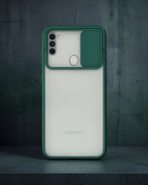 Samsung Galaxy A11 Kılıf Palm Buzlu Kamera Sürgülü Silikon - Yeşil