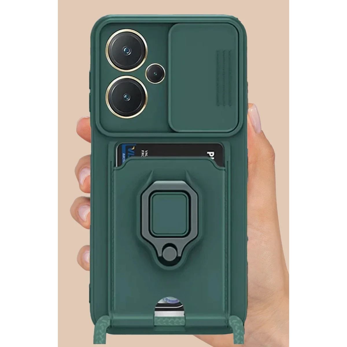 Xiaomi Redmi Note 13 Pro Plus Kılıf Zuma Kartvizitli Yüzüklü Silikon - Lila görsel 2
