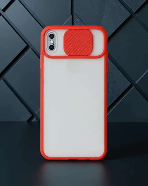 Apple İphone Xs Max Kılıf Palm Buzlu Kamera Sürgülü Silikon - Kırmızı