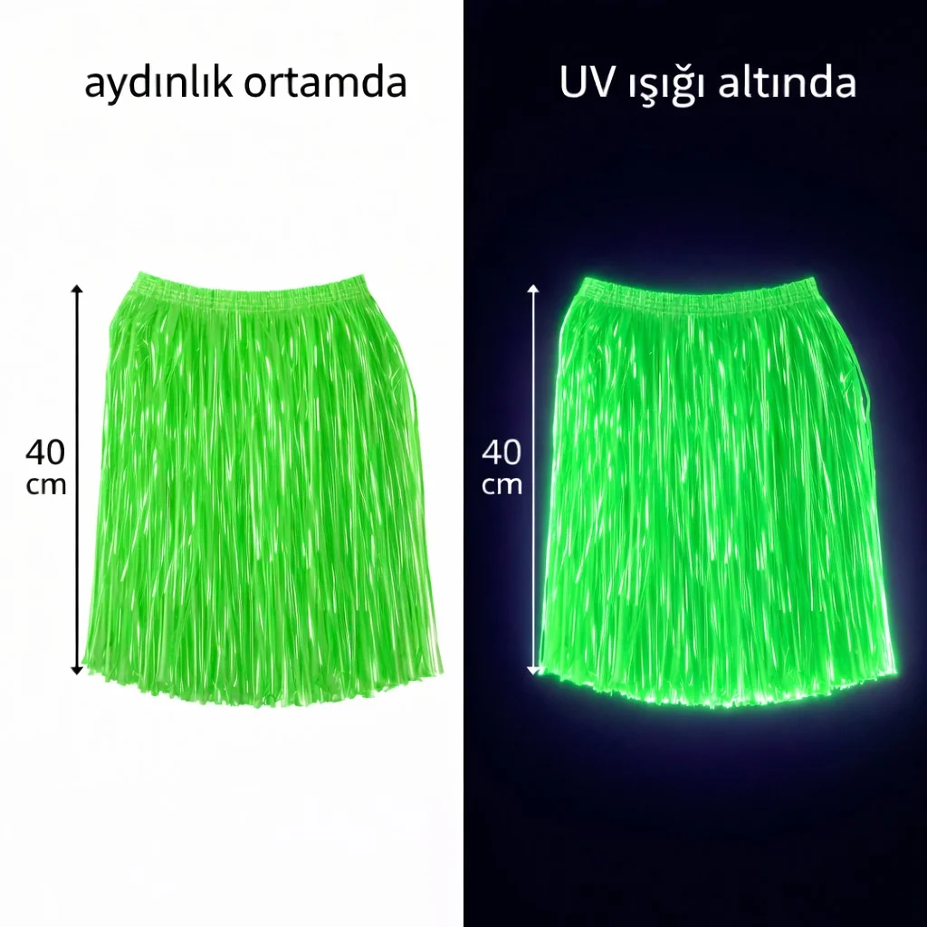 Neon Yeşil Hawaii Parti Eteği 40 cm görsel 2