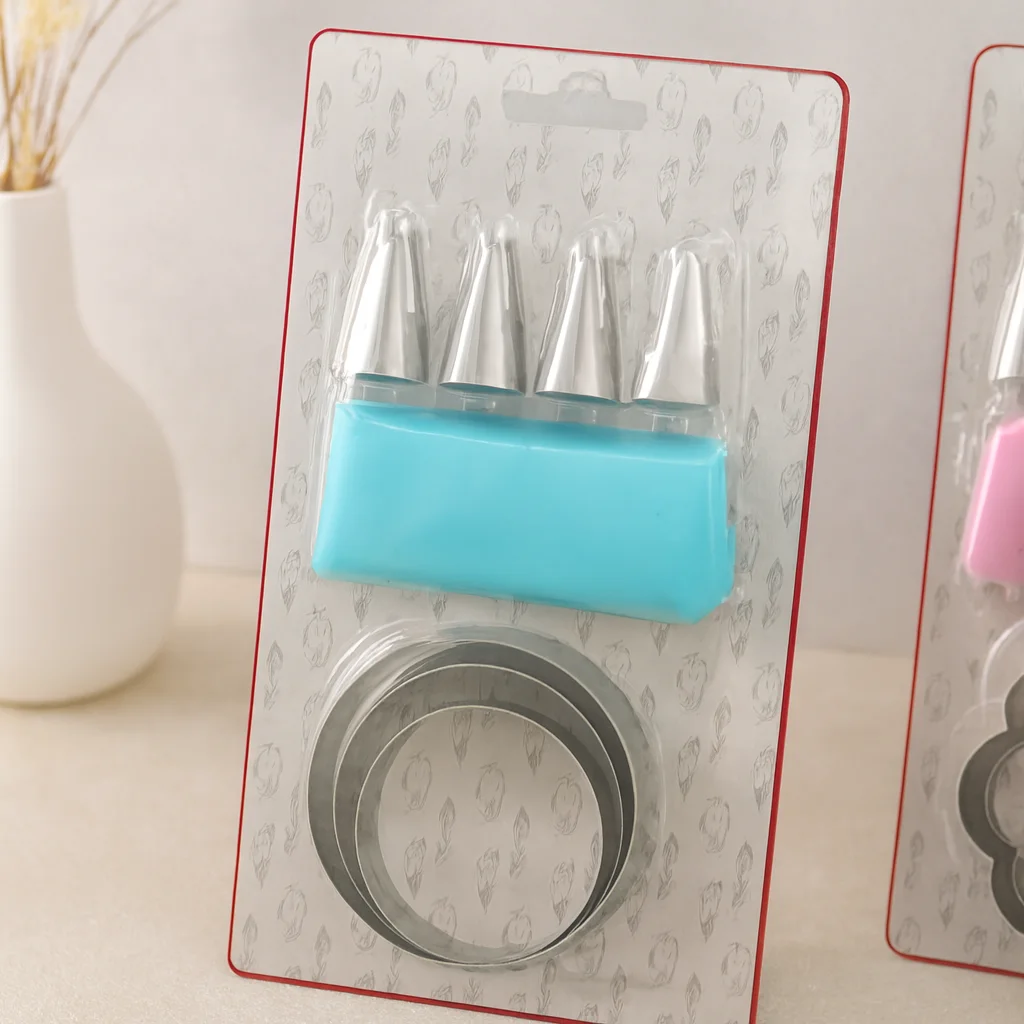 Pasta Süsleme Seti 8 Parça (Krema Torbası, Metal Uçlar, Kurabiye Kalıpları)