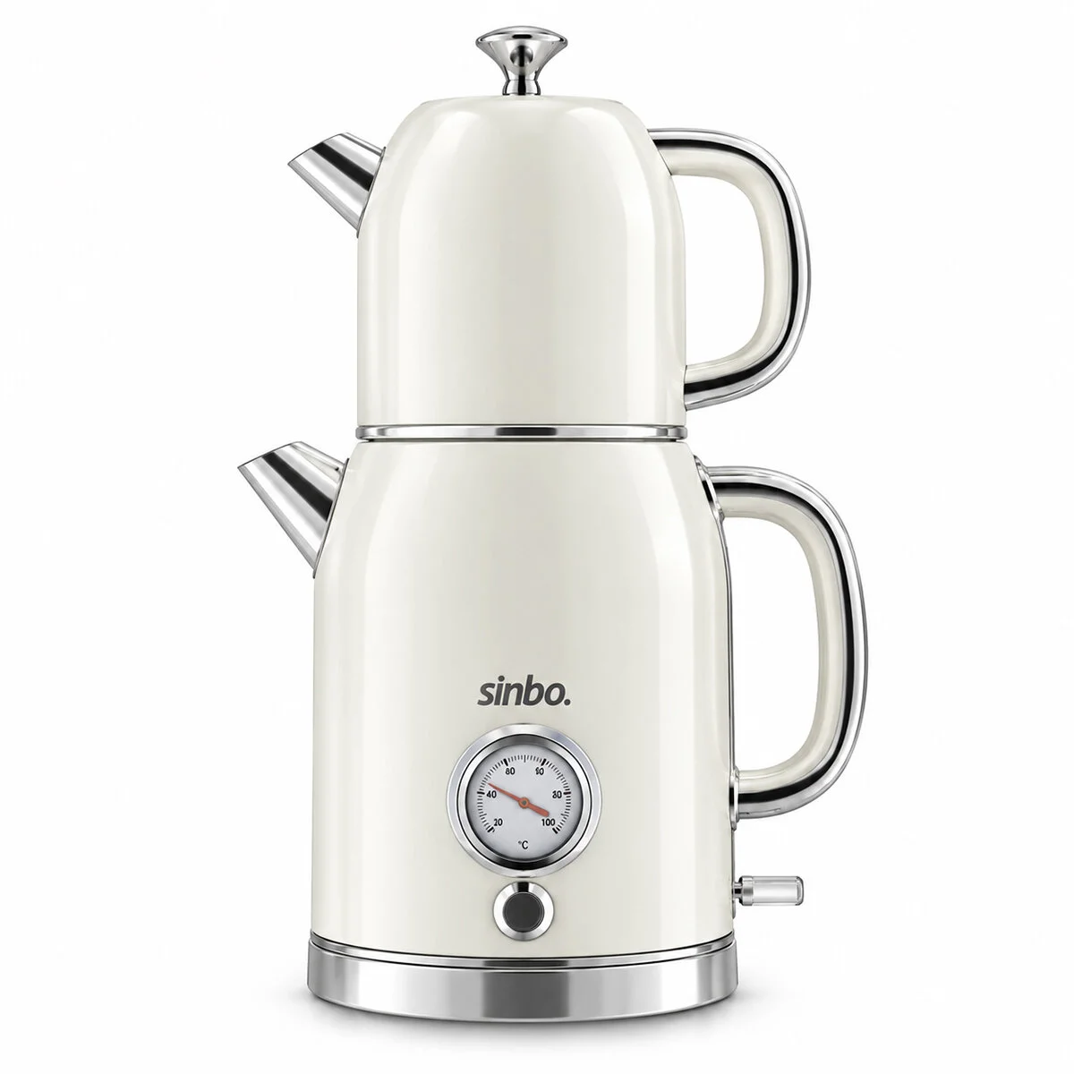 Krem Elektrikli Cam Demlikli Plastik Retro Çay Seti Çaycı Derece Göstergeli 1600W 1.8LT - 1LT STM-5849 görsel 2