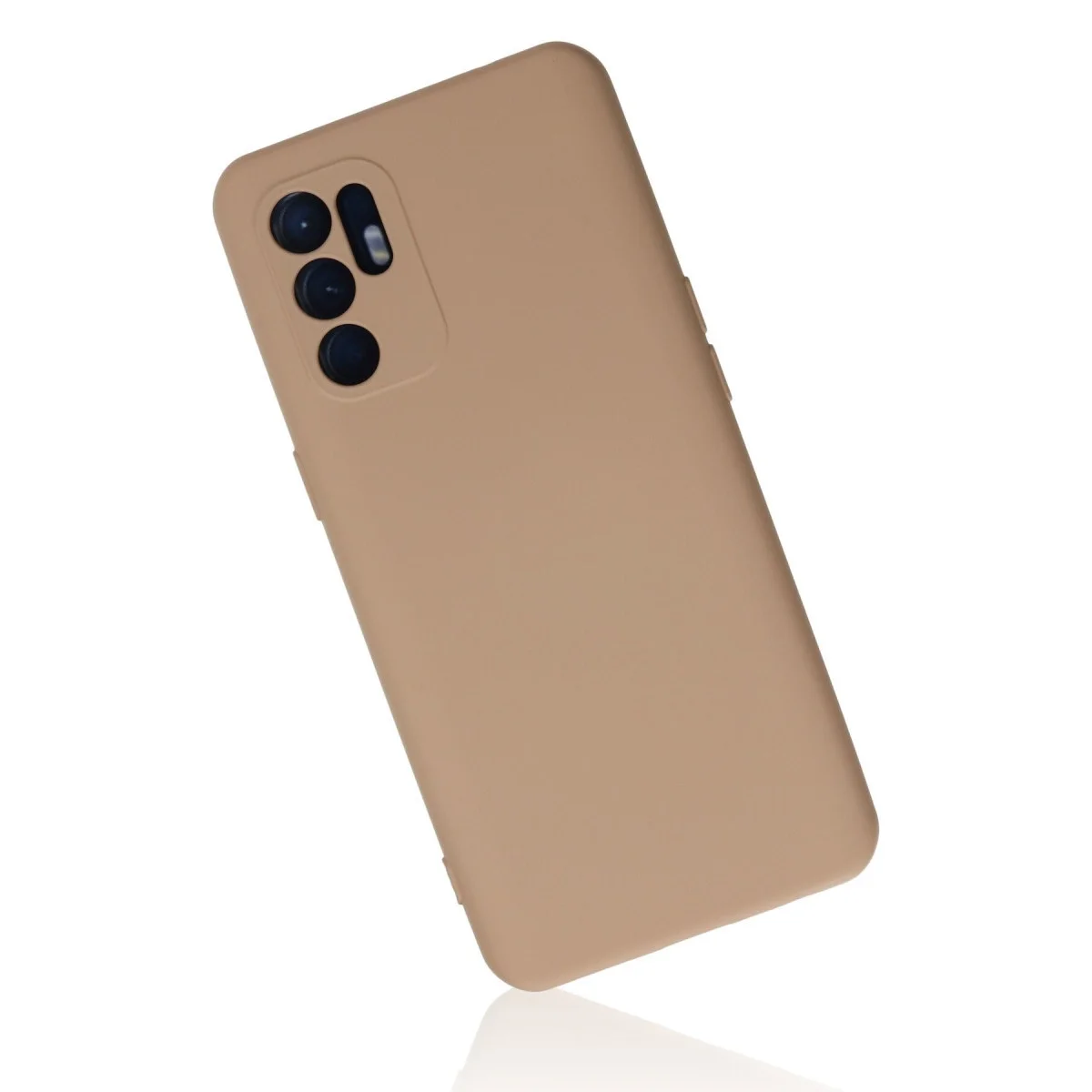 Oppo Reno 6 Kılıf Nano İçi Kadife Silikon - Pudra görsel 2