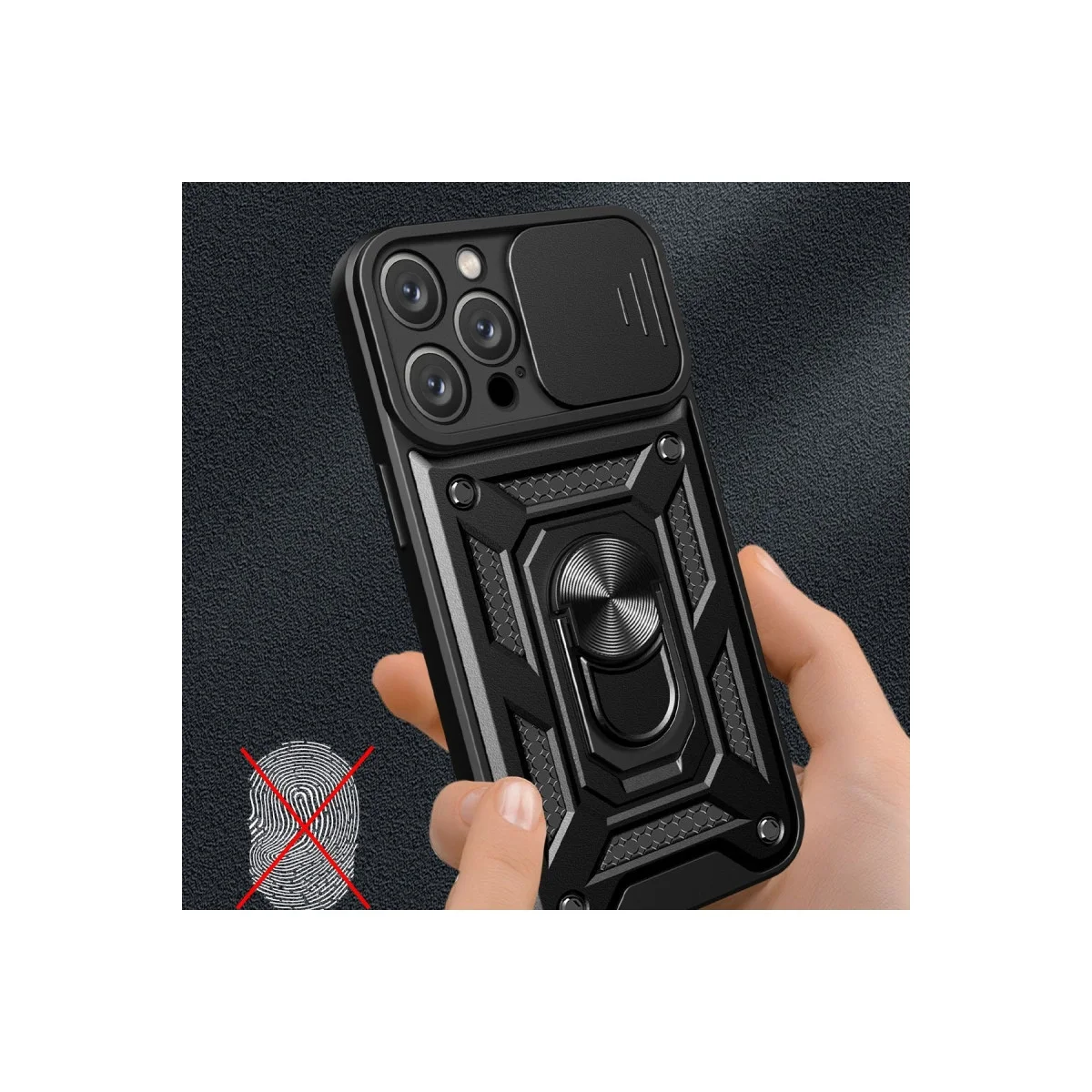 Apple İphone 16 Pro Kılıf Pars Lens Yüzüklü Silikon - Siyah görsel 3